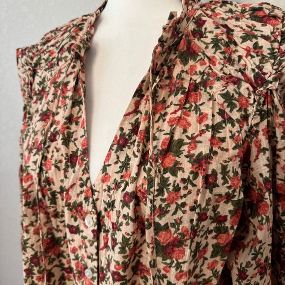 Free People Meant To Be Floral Button Down Vintage Combo Women's Size L - Picture 3 of 10